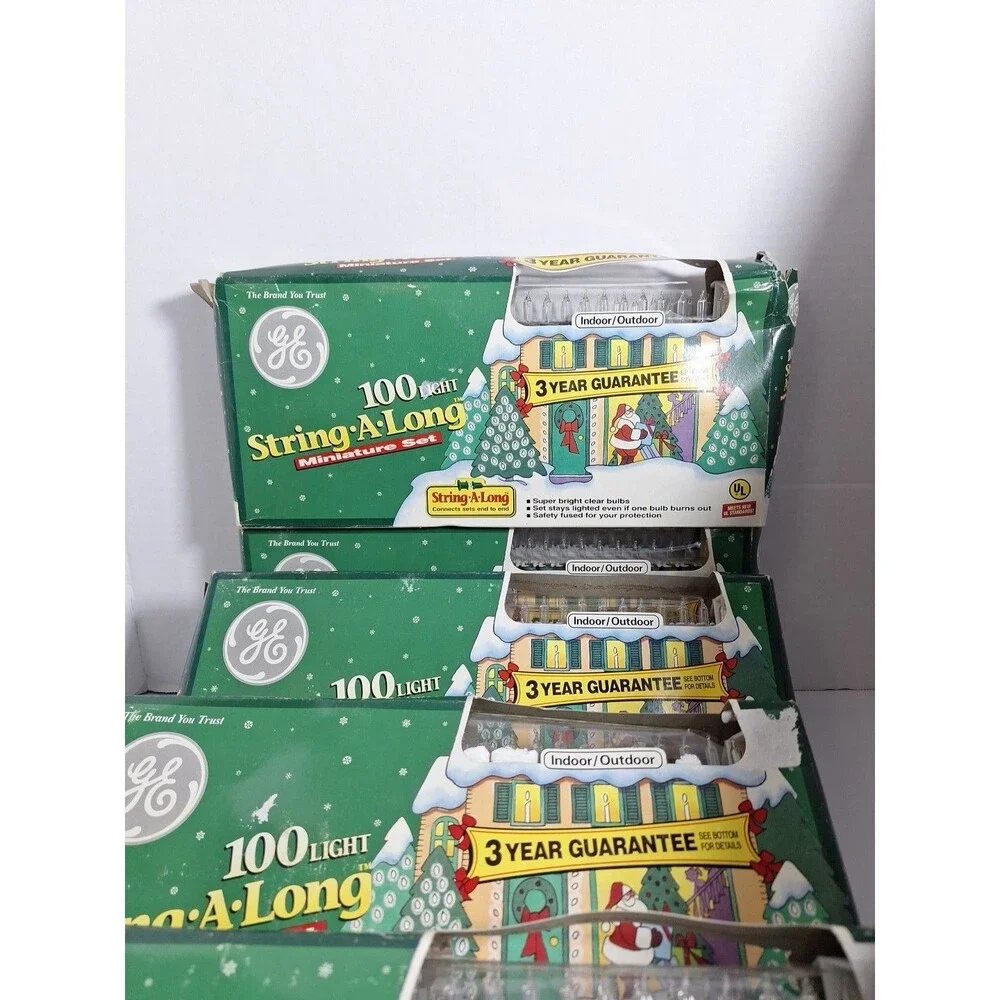 GE 100 Light String-A-Long Miniature Indoor Outdoor Christmas, Vintage Set Of 5